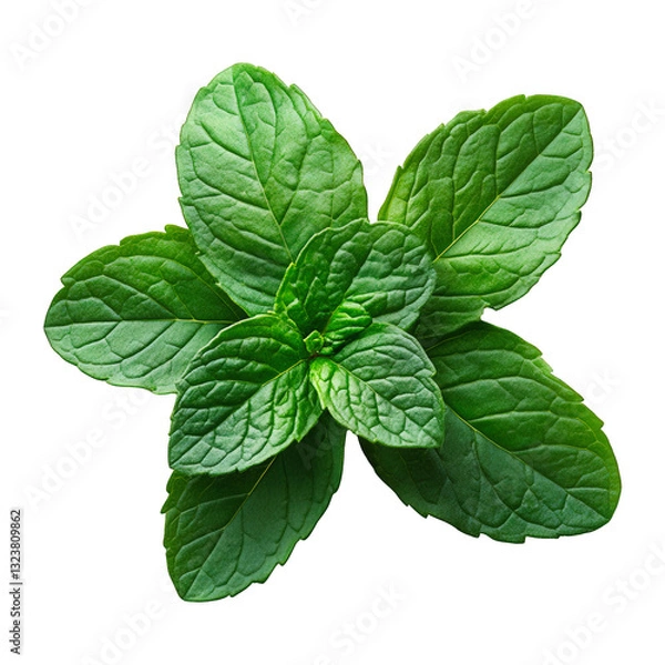 Fototapeta Fresh Mint Leaves with Natural Texture on Dark Background for Food or Art Themes