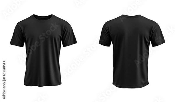 Fototapeta Black T-shirt mockup front and back isolated . Ai generated