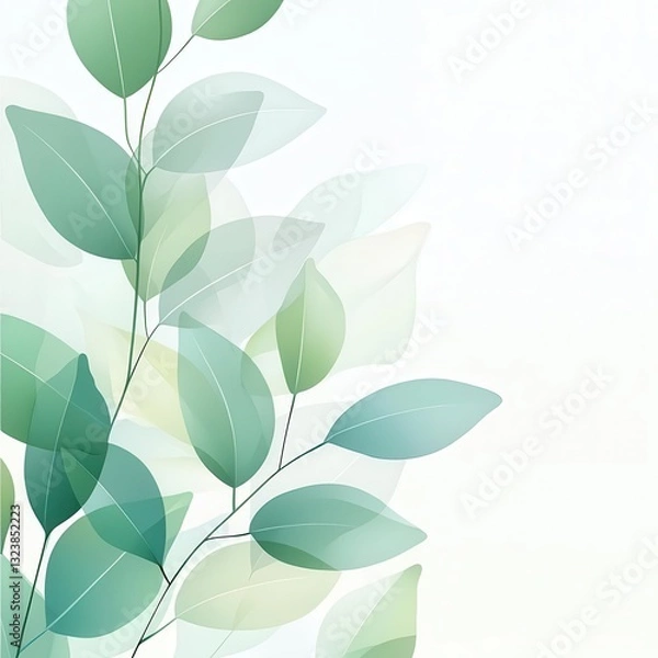Fototapeta A harmonious blend of soft-focus botanical art and minimalist watercolor backgrounds creates a tranquil backdrop rich with copy potential.