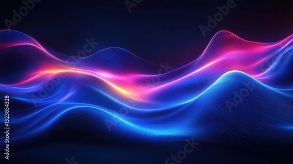 Fototapeta abstract flowing energy waves with vibrant blue and pink colors, symbolizing innovation and technology 