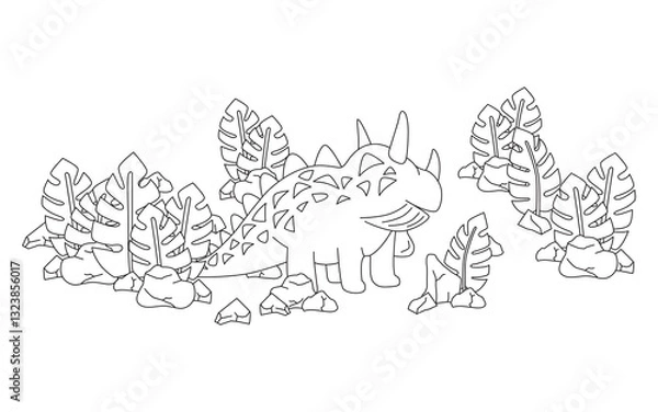 Fototapeta Line image of a dinosaur for coloring