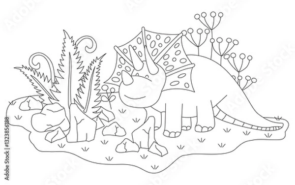 Fototapeta Line image of a dinosaur for coloring