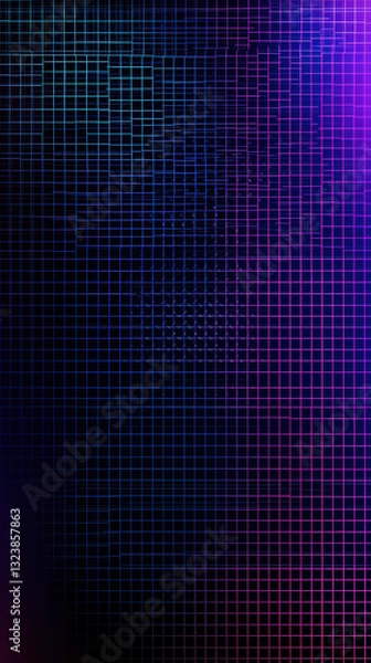 Fototapeta Grid of light: A modern grid, illuminated with vibrant, rich shades, and abstract, evoking the cutting edge of technology.