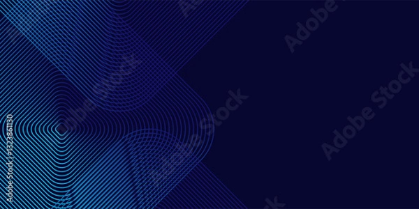 Fototapeta Modern abstract blue background with glowing geometric lines. Blue gradient hexagon shape design. Futuristic technology concept.