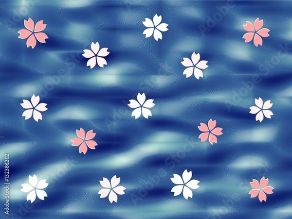 Obraz 桜　青&金背景