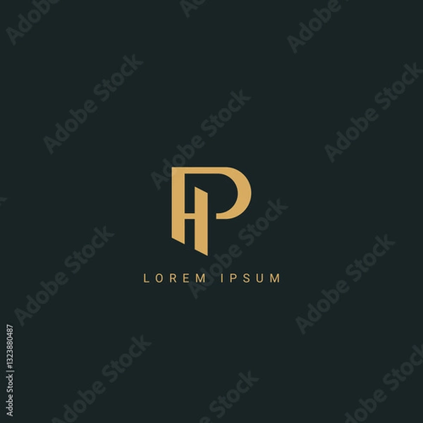 Fototapeta PH Alphabet letters Initials Monogram logo HP, P and H
