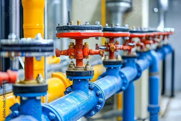 Fototapeta Industry pipeline transport petrochemical, gas and oil . Generative AI