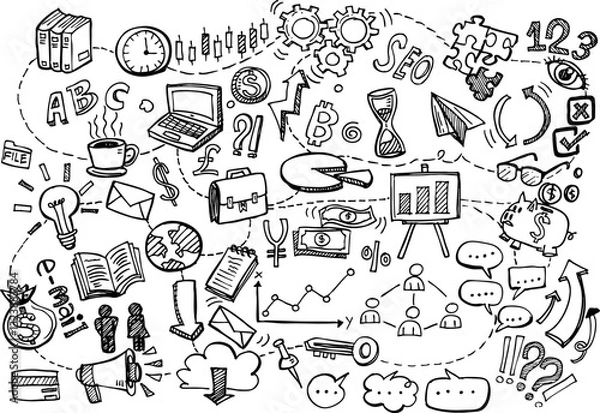 Obraz Hand Drawn Business background,Doodles vector illustration.