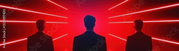 Obraz Futuristic Business Concept with Holographic Projection and Professional Individuals in Suits