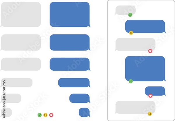 Obraz チャット吹き出しとアイコンのデザインセット