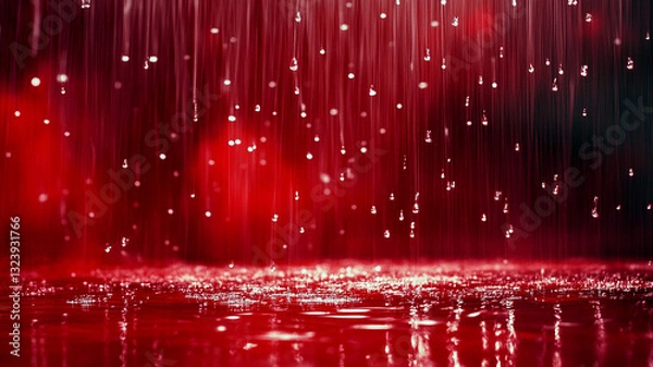 Fototapeta abstract red pattern red bokeh lights and water on glass