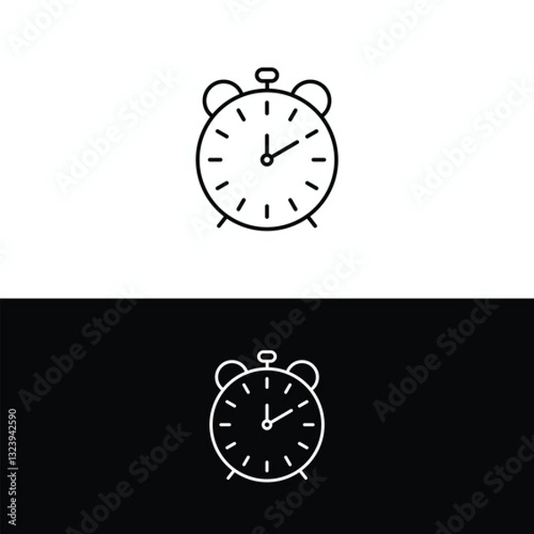Obraz Minimalist Black and White Alarm Clock Icon Design for Timeliness and Punctuality