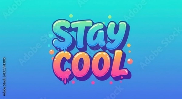 Fototapeta Colorful graffiti-style text 'stay cool' on gradient background