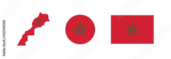 Fototapeta Vector Morocco National Flag icon collection. Flag set of Morocco various styles.
