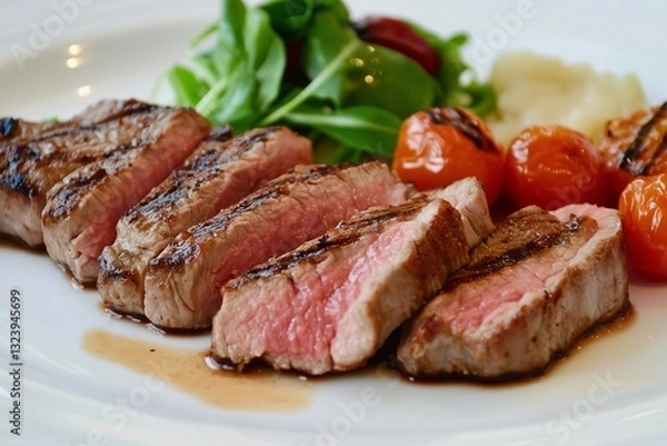 Obraz grilled beef steak with vegetables