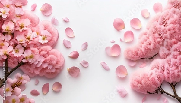 Obraz 桜が両サイドに咲いているいる背景