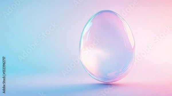 Fototapeta Translucent egg shape reflecting soft pastel hues, symbolizing r
