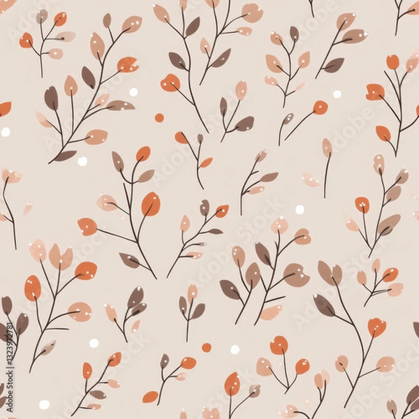 Fototapeta Aesthetic flower illustration with a seamless design, featuring vibrant colors and intricate details. Perfect for textile prints, wallpapers, and digital backgrounds
