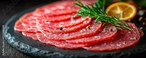 Fototapeta Vibrant Beef Preparation: Juicy Meat Slice with Nourishing Quality & Tenderness - Rich Source of Protein