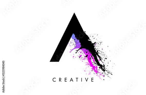 Fototapeta Splash Letter A logo design. Letter A paint watercolor splash icon vector