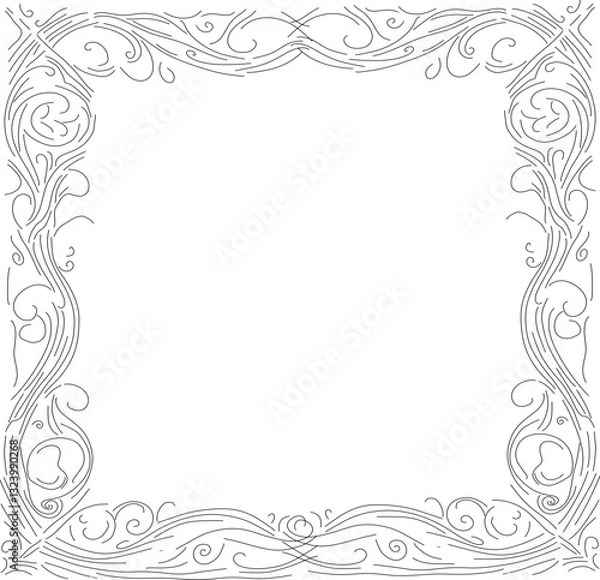 Fototapeta Elegant simple double-line frame with delicate swirls, perfect for invitations, certificates, and decorative designs. A minimalist yet stylish border that adds a touch of sophistication to any project