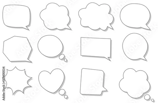 Fototapeta レトロでかわいいフキダシのセット（吹き出しアイコン集）