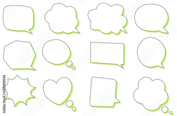 Obraz レトロでかわいいフキダシのセット（吹き出しアイコン集）