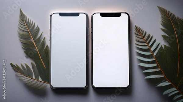 Fototapeta Dual Smartphone Mockup – Split Screen Display
