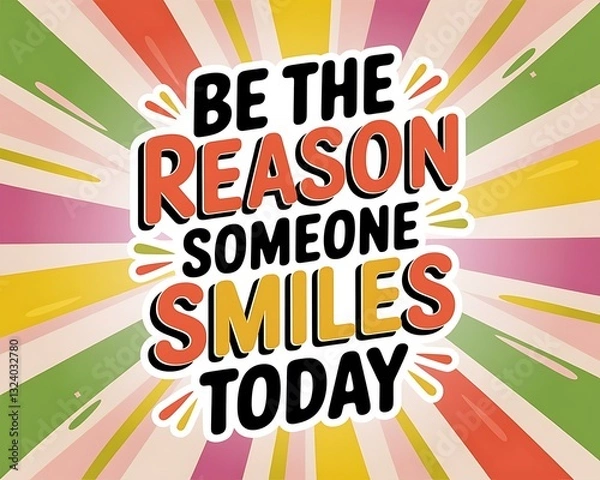 Obraz Be the Reason Someone Smiles Today Typography and Colorful Background Motivational Quote T-shirt Design Illustration ,Typography