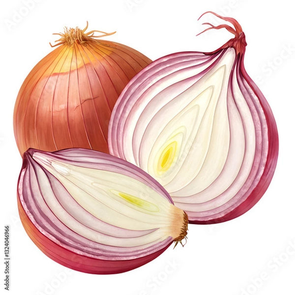 Fototapeta An onion depicted on a transparent PNG background