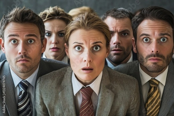 Obraz group of business people with a look of shocked.