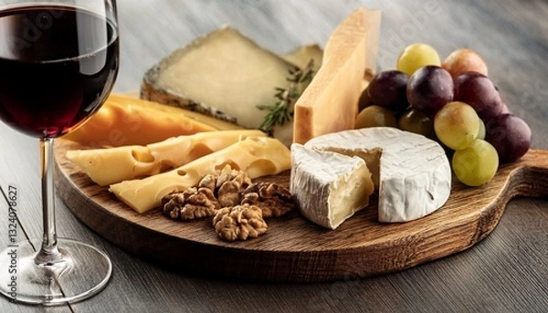 Obraz たくさんのチーズとワイン