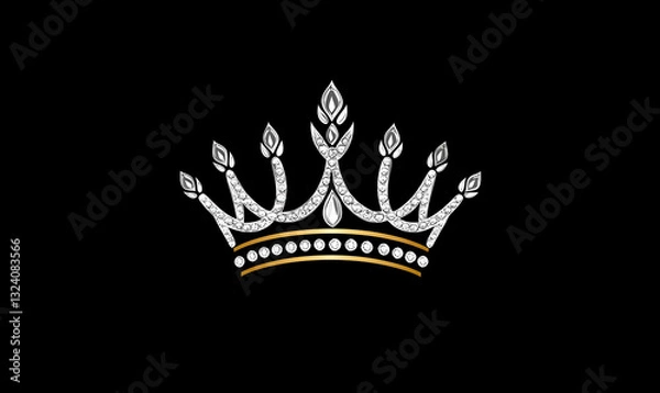 Fototapeta Elegant Diamond Crown Design on Black Background for Luxury Concepts