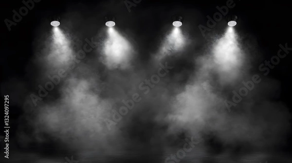 Obraz Professional Spotlights Realistic Composition with Round Plot for Designs