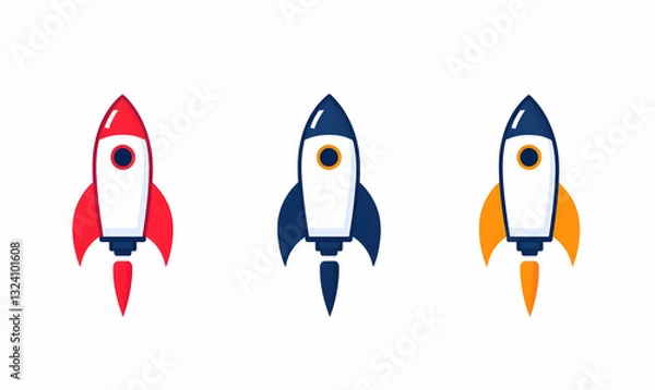 Fototapeta Colorful Rocket Designs for Innovation and Technology Themes