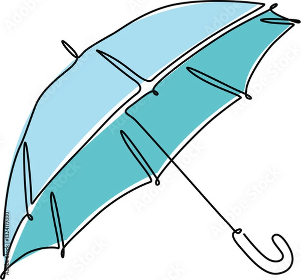 Fototapeta Open umbrella sketch continuous line drawing.