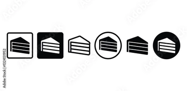 Fototapeta Slice of Cake Dessert Symbols Icon Black and White Color Illustration Set