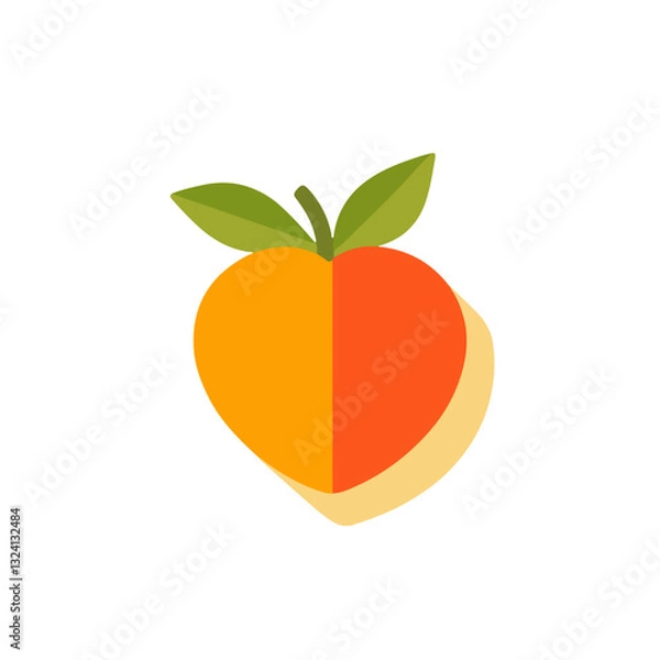 Fototapeta Very Simple flat 2D icon red orange tomato isolated on a white background, vector, flat design, animation design, simple flat 2D icon, minimalist design, clipart