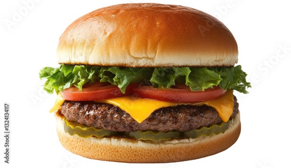 Obraz Classic Cheeseburger on a Dark Background