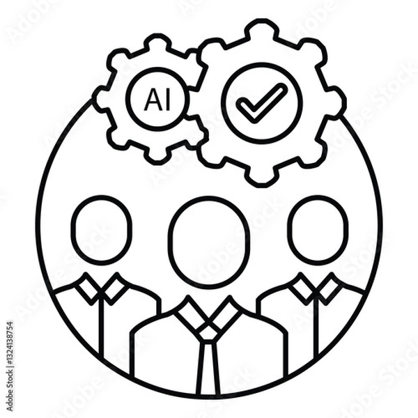 Obraz Candidate Selection Process Ai Automation Vector Icon Design with editable Stroke