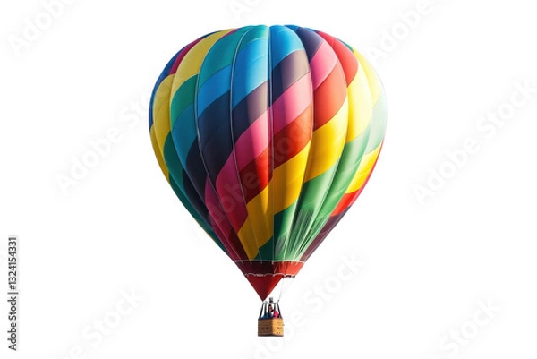 Obraz A vibrant hot air balloon ascends into the clear blue sky at dawn, painting the horizon with color isolated on transparent background