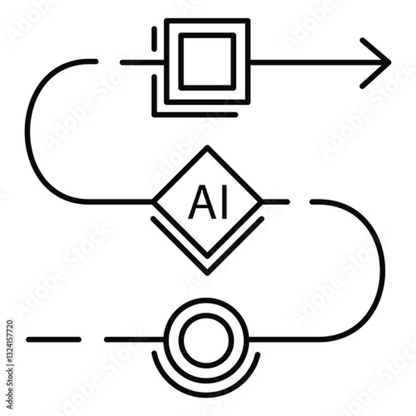 Obraz Artificial Intelligence Workflow System Vector Icon Design automation, machine learning, process