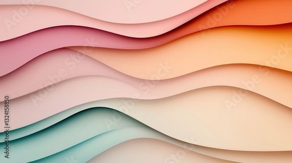Fototapeta Soft Colorful Waves in Gentle Tones Create a Modern Abstract Background Design