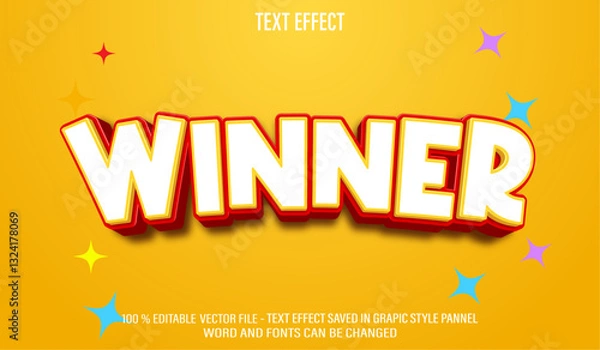 Obraz Winner 3d editable text effect style