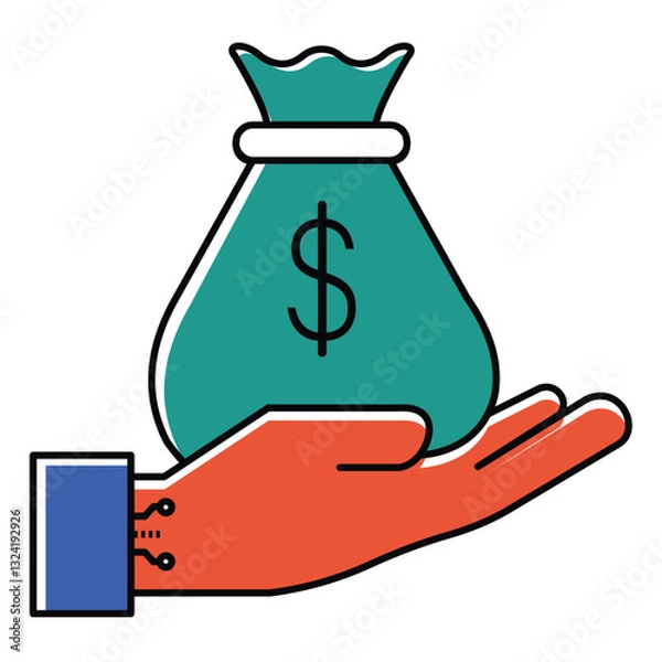 Obraz Artificial Intelligence Coin Savings Vector Icon Design