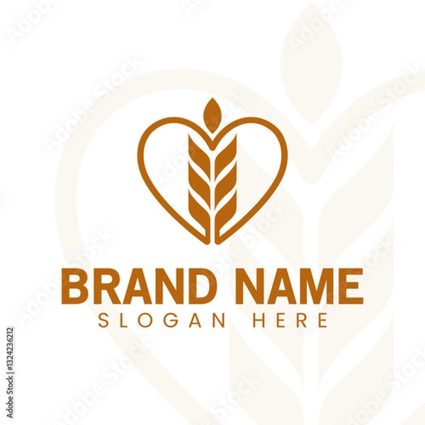 Obraz wheat grain icon vector logo design with love shape