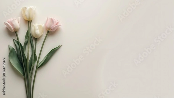 Obraz Elegant Pink and White Tulips Spring Floral Bouquet