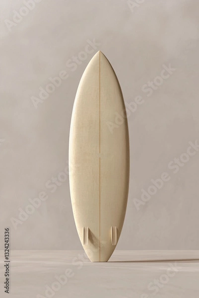 Obraz Beige surfboard on beige background. Studio shot