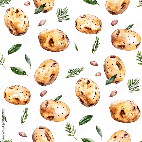 Fototapeta seamless pattern with potatoes