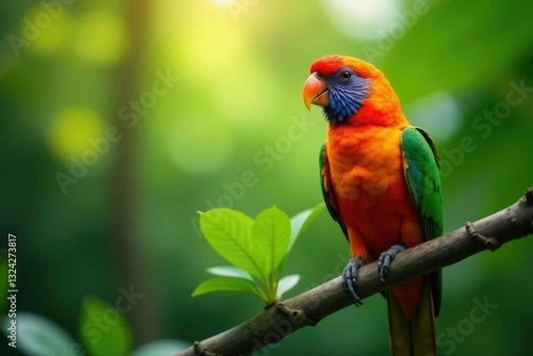 Obraz Un par de loros se miran mientras pican una uva, ?rbol, vertebrado